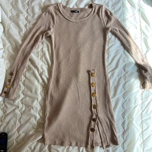 Fashion nova womens medium long sleeve tight with leg slip tan cream color